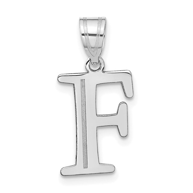Diamond2Deal 14K Pendentif Lettre F Initiale en Or Blanc Gravé pour Femmes