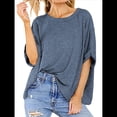 thumbnail image 3 of Camiseta Holgada Informal de Verano de Corta para Mujer. Gris Azulado S, 3 of 8