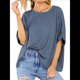 thumbnail image 3 of Camiseta Holgada Informal de Verano de Corta para Mujer. Gris Azulado S, 3 of 8