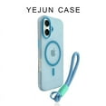 thumbnail image 2 of Luxury With Lanyard Soft Silicone For Magsafe Case for iPhone 16 15 14 Plus 13 12 Pro Max Wireless Charge Magnetic Clear Cover Orange For iPhone 15, 2 of 6