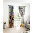 thumbnail image 3 of Spring Dog Blackout Curtains for Bedroom/Living Room, Thermal Insulated Kitchen Curtains, Retro Watercolor Botanical Floral Sunflower Grommet Darkening Window Treatment Drapes 27.5"x39"x2, 3 of 8