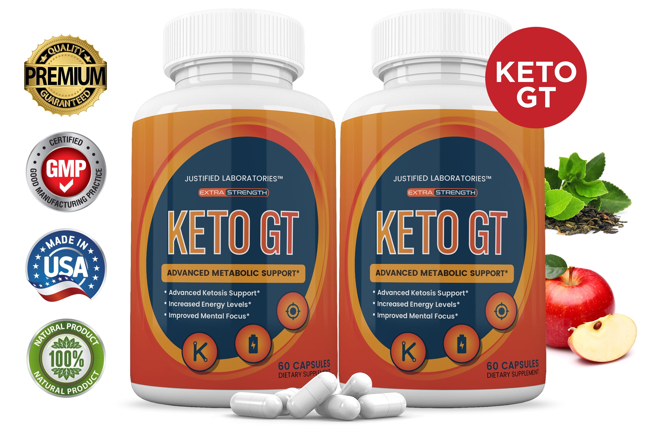 (2 Pack) Keto GT Advanced Includes Apple Cider Vinegar goBHB Exogenous Ketones Keto Pills Supplement Premium Ketosis Support for Men Women 120 Capsules