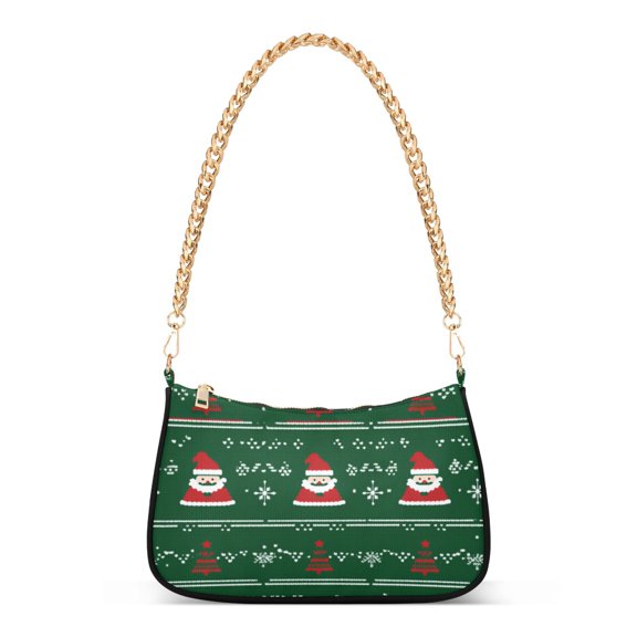 FORMRS Womens Shoulder Bag with Chain Strap Clutch Purse Cute Tote Handbag, Green Christmas Trees