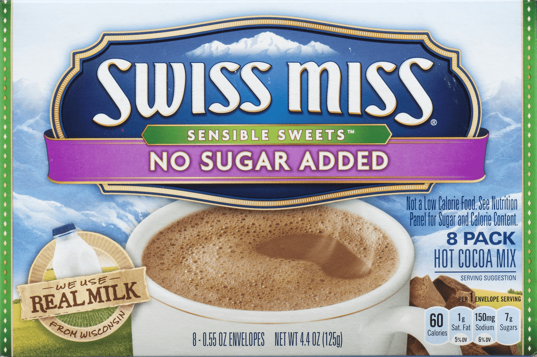 Swiss Miss Sensible Sweets No Sugar Added Hot Cocoa Mix, 8 Count 4.4 oz