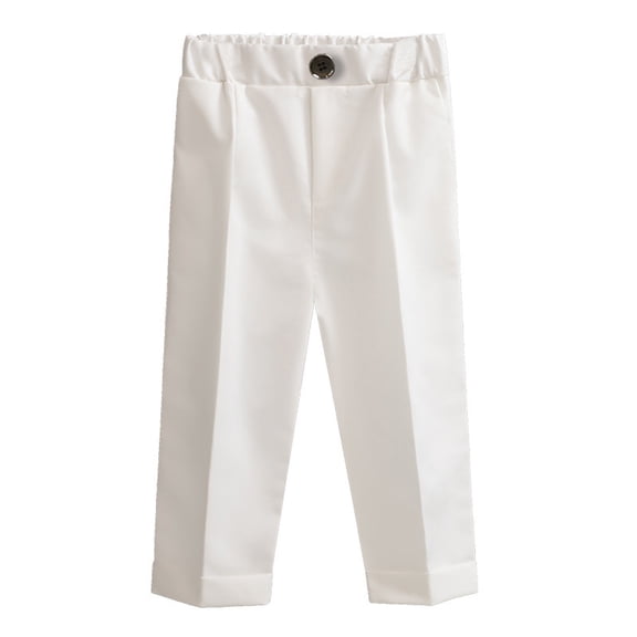 CPNG Toddler Kids Teenagers Boys Dress Pants for Wedding School Formal Uniforms Pants Long Trousers Straight Leg Pants(White,11-12 Years)