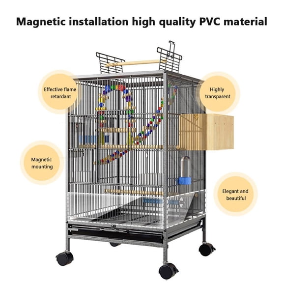 Bird Cage Spill Guard, Transparent Bird Feeding Divider Shield, AntiâScatter Cage Accessory for Parrots Pet Birds Indoor Birdcage Feeding Area Keeping Clean