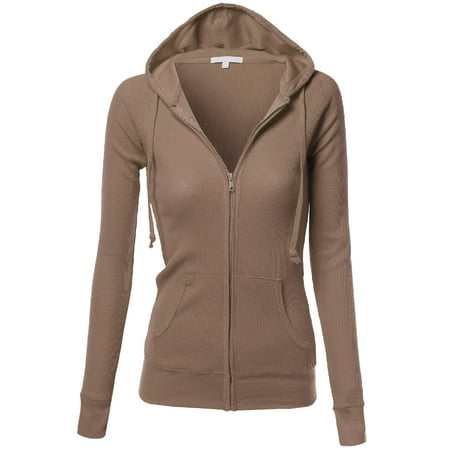 Orange Travel Jacket - FashionOutfit Women's Basic Slim Fit Lightweight Zipper Drawstring Hooded Jackets