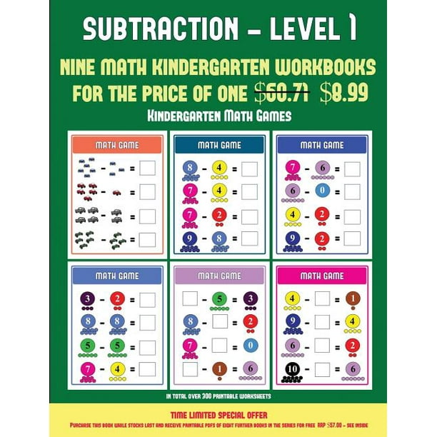 Kindergarten Math Games: Kindergarten Math Games (Kindergarten Subtraction/taking away Level 1) : 30 full color preschool/kindergarten subtraction ...