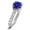thumbnail image 3 of 1 Carat Vintage Round cut Blue Sapphire and Diamond Engagement Ring in White Gold, 3 of 3