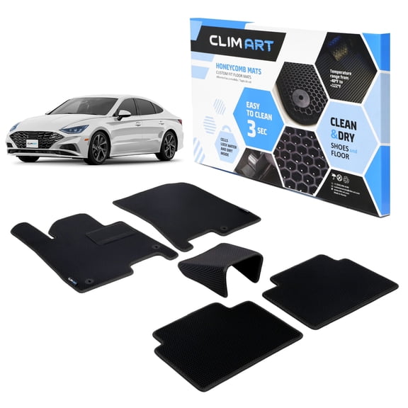CLIM ART All-Weather Car Floor Mats Compatible with Hyundai Sonata 2020-2026/Kia K5 2021-2026, Custom-Fit Heavy-Duty Floor Liners for Cars & SUVs, Car Accessories for Men & Women, Black - FL011520234