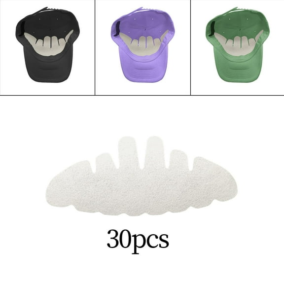 Segolike 30Pcs Baseball Cap Sweat Liner,Absorbent Pads Insert Felt for Sports Cap Wide Brim Caps Outdoor - Disposable Hard Hat Sweatband Preservation