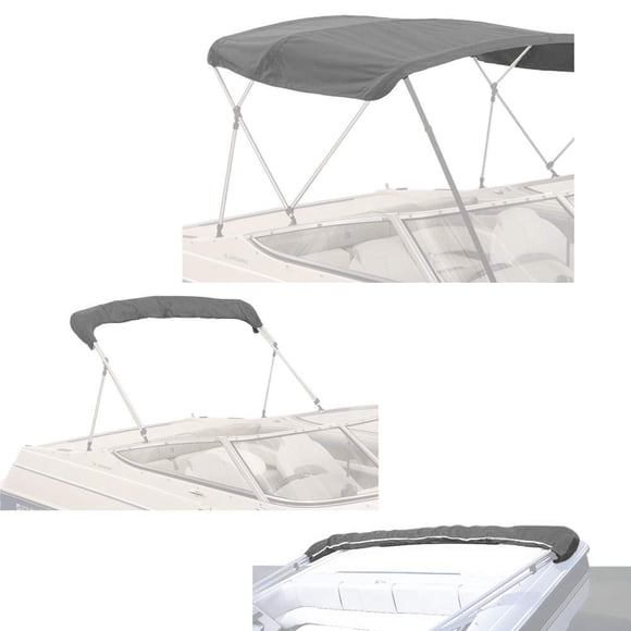Savvycraft 4 Bow Bimini Top Replacement Canvas Cover 4 Bow 96" L 54"-60" W Gray Color with Zippered Pockets