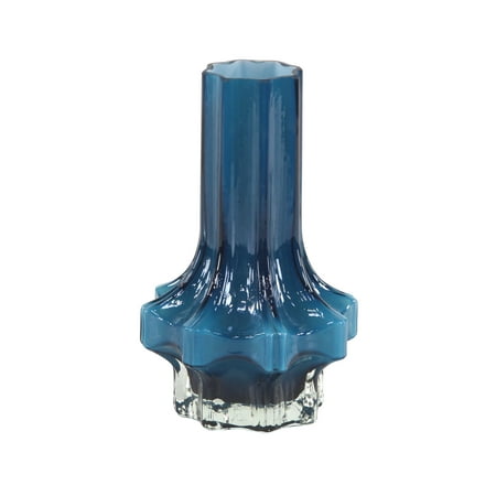 Glass Contemporary Vases - Decmode Contemporary 11 X 7 Inch Blue Faceted Glass Vase