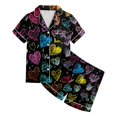 thumbnail image 4 of YUEHUA Girls Pajamas Satin Pajama Set Silk Pjs Short Sleeve Button Down Summer Valentine's Day Bow Sleepwear for Big Kids 5-14Y, Size 2-3 Years, 4 of 4