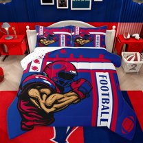 Castle Fairy Football Gamer Bedding Comforter Set 2pcs for Boys Girls,Ball Game Twin Comforter Sets Microfiber,Sport Gaming Breathable Bedding Set,Lightweight Room Decor,Reversible