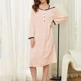 thumbnail image 5 of Kaemgyyd Nightgowns for Women Soft Comfy Long Sleeve Lace Sleepwear Square Collar Button Sleep Shirts Loungewear, 5 of 7