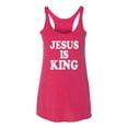 thumbnail image 2 of Jesus Is King Bible Scripture | Womens Christian Premium Tri-Blend Racerback Tank Top, Shocking Pink, Small, 2 of 3
