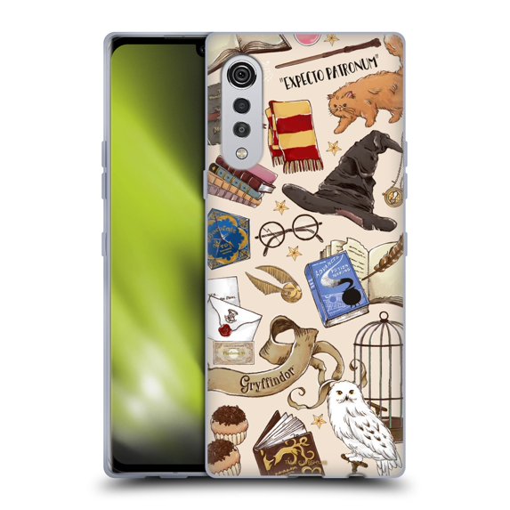 Head Case Designs Officially Licensed Harry Potter Deathly Hallows XXXVII Hogwarts Pattern Soft Gel Case Compatible with LG Velvet / 5G
