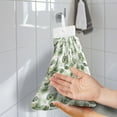 thumbnail image 2 of ZIATUBLE Palm Leaves Kitchen Hanging Towels Soft Hand Towels Loop Fast Drying Kitchen Hand Towels 3 Pieces Set with Hanging Loops Reusable Hanging Hand Towels for Bathroom Elastic Dish Towels, 2 of 7