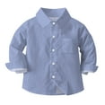thumbnail image 3 of Efsteb Girls' Long Sleeve Shirts Button Lapel Shirts Tops Loose Fashion Casual Cute Tops Solid Color Comfy Blouses (Blue,3 Years), 3 of 6