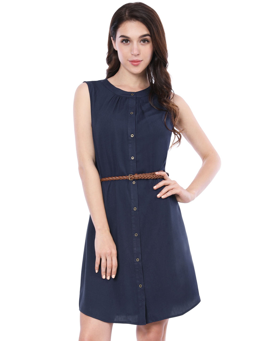 button down belted dress