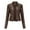 Brown, variant on Lindreshi Leather Jacket Women Plus Size Women's Slim Leather Stand Collar Zip Motorcycle Suit Belt Coat Jacket Tops