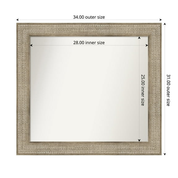 Amanti Art Custom Wall and Bathroom Mirror (31 x 34 in.), Trellis Silver Frame