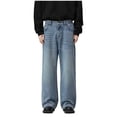 thumbnail image 2 of Blmnix Palazzo Men's Pants Baggy Low Waisted Mens Jeans Relaxed Fit Work Jeans Pants Long Blue Wide-Leg Mens Summer Pants,L, 2 of 7