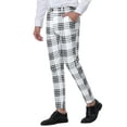 thumbnail image 5 of Lars Amadeus Men's Dress Plaid Slim Fit Flat Front Business Pants with Pockets, 5 of 6