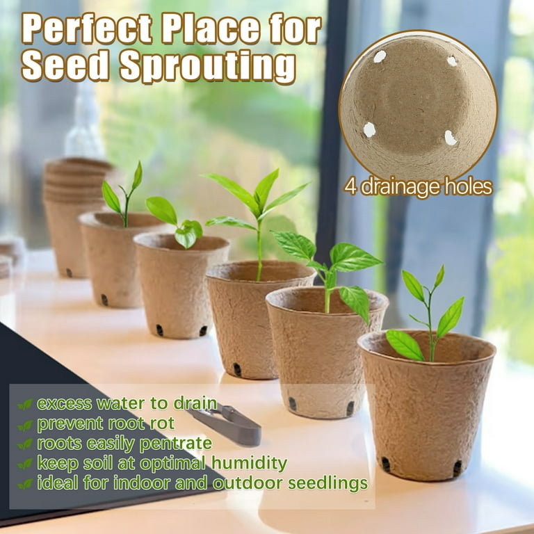 Fabulas 120 Pack Peat Pots for Seedlings, 3.15 Inch Biodegradable Seed  Starter Planting Pots for Seedlings