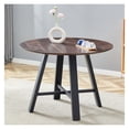 thumbnail image 3 of Modern minimalist round dining table and coffee table. 42 Inch Diameter MDF Table Top, Deep Wood Grain Table Top, Black Metal Legs, Fits Home & Office F-1172, 3 of 8