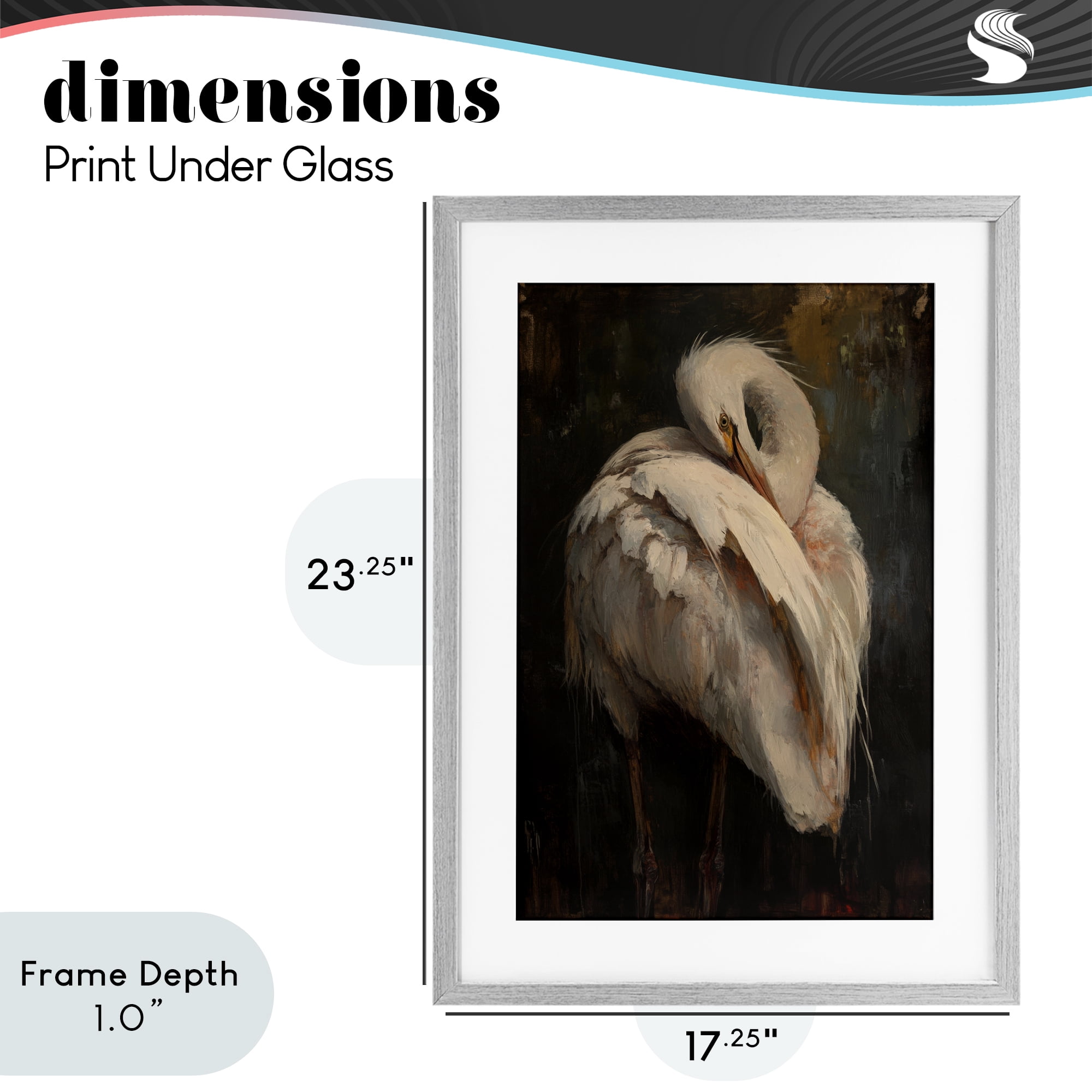 Stupell Industries Sleeping Egret in Golden Light Gray Framed Print Under Glass, design by Petal Prints Design