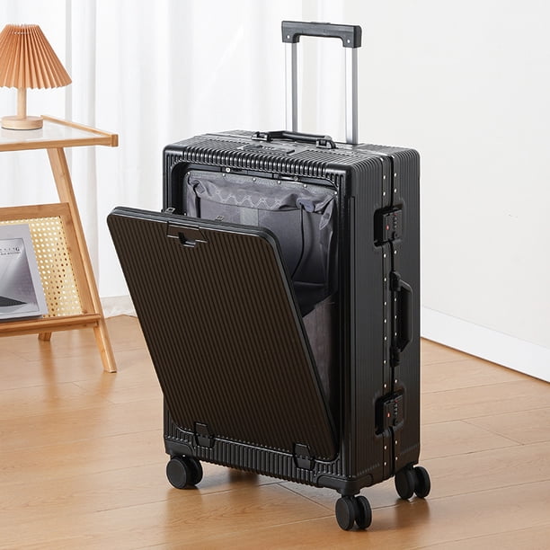 Maleta con apertura frontal, carrito multifuncional, maleta de viaje equipaje con marco de aluminio, bolsa para ordenador portátil para hombres y mujeres, maletas de viaje 20/26 pulgadas, maleta de vi