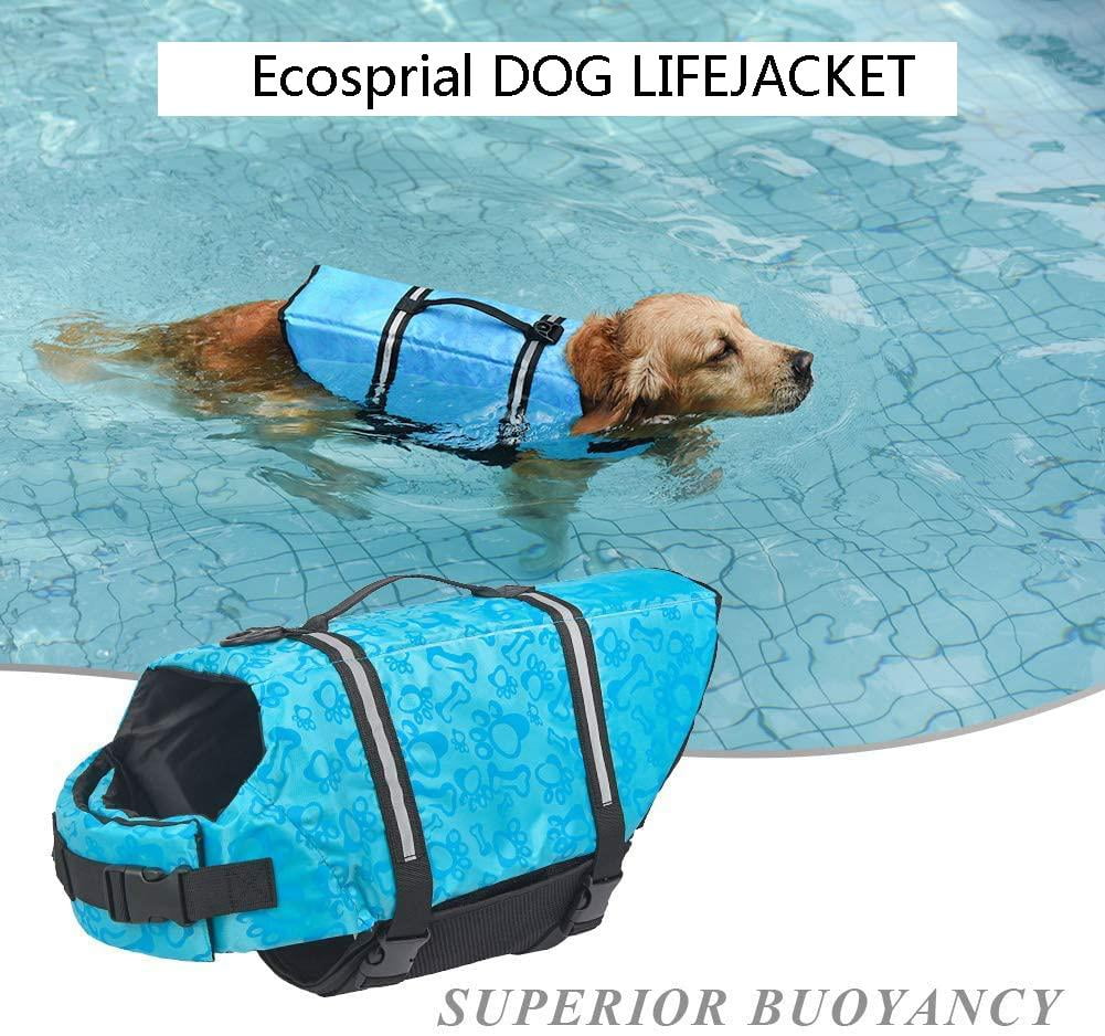 Dog Life Jacket for Dog Lifejacket Lifesaver Safety Reflective Vest Pet Life Preserver with Neck Pad and Reflecting Strip Strong Buoyancy 