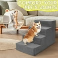 thumbnail image 4 of Dog Stairs for Small Dogs and Cats,18'H Non-Slip Bottom Pet Steps for High Beds and Couch,High-Density Foam Pet Stairs Grey,4 Steps, 4 of 13