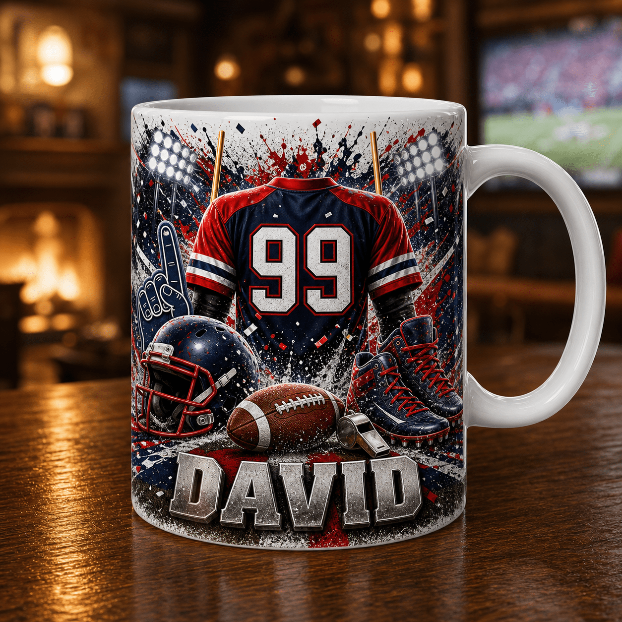 Custom Sports Mug Game Day Football Name Mug for Player End of Season Gift