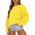 thumbnail image 5 of KDDYLITQ Oversized Sweatshirt for Women Long Sleeve Crewneck Basic Solid Loose Fit Cute Sweatshirts Soft Winter Trendy Pullover Tops Yellow XL, 5 of 5