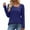 Blue, variant on Long Sleeve Shirts for Women Square Neck Plus Size T Shirts Soft Solid Color Juniors Tops Button Up