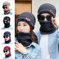 thumbnail image 4 of 2 Pcs/Set Winter Beanie Hat Scarf Warm Thick Knit Set for Men Women, 4 of 8