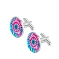 thumbnail image 2 of Tie Dye Men's Cufflinks for Formal Attire, Made of Stainless Steel, for Business Meetings, 2 of 6