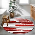 thumbnail image 3 of Area Rug 36in, Abstract Red Grey Striped Floor Carpet Living Room Rug, Modern Paint Pattern Non-Slip Welcome Mat Indoor Rugs for Bedroom Dining Room, 3 of 9
