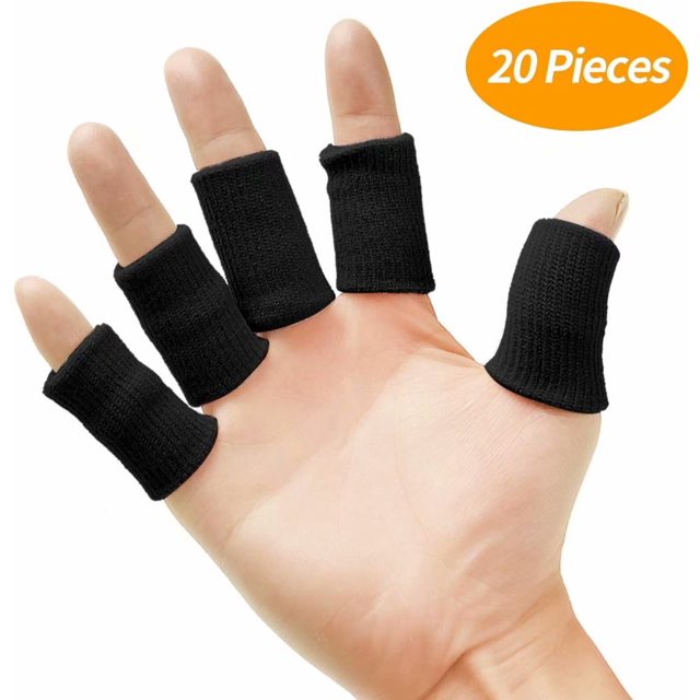 20 Pieces Finger Sleeves Protectors Thumb Brace Support Elastic Compression Protector for Relieving Pain, Arthritis,Trigger Finger, Sports