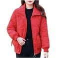thumbnail image 2 of Quilted Jackets for Women, Women's Winter Short Cotton-Padded Coat Women's Long Sleeve High Neck Warm Coat Loose Casual Cotton-Padded Coat for Women Christmas Clearance, 2 of 5