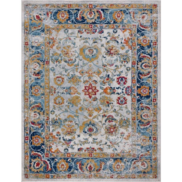 Bliss Rugs Oriental Traditional Area Rug, Blue, 5' x 7'