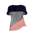 thumbnail image 4 of ZHENHONG T Shirts for Women,Casual Short Sleeved Loose Round Neck Tops Tredy Breathable Color Blocked T Shirts,Pink Women Blouses, 4 of 4