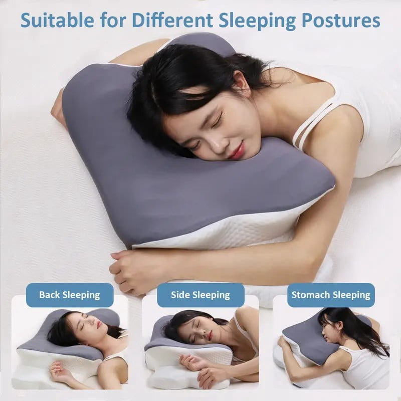 Orthopedic Cervical Memory Foam Pillow Butterfly Shape Bed Pillow Support Sleeping Pillow, Neck Pillows for Side Sleepers, Back/Stomach Sleepers for Neck and Shoulder Pain