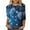 Blue-1, variant on Nfurl Christmas T Shirts for Women Plus Size 2025 Xmas Tree Graphic Tees Loose Fit 3/4 Sleeve Crewneck Tshirts Casual Xmas Festival Clothes Blue XXL