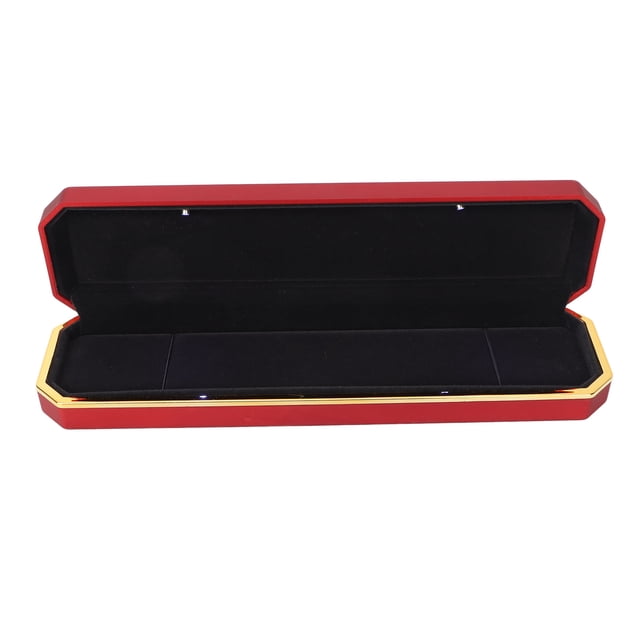 Lighted Jewelry Gift Box, Bracelet Display Case Luxurious Portable Size Elegant Illuminating Light Soft Flocking Inner Fashionable For Marriage Proposals Red,Gold,Blue