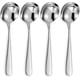 thumbnail image 1 of Cterwk - Juego de 4 cucharas redondas de acero inoxidable para sopa (4,9 pulgadas), 1 of 8