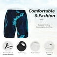 thumbnail image 3 of Yiaed Blue Marble And Gold Print Mens Swim Trunks Bathing Suit Compression Liner Beach Swim Shorts Swimwear Quick Dry Zipper Pocket No-Chafing Board Short-Large, 3 of 6